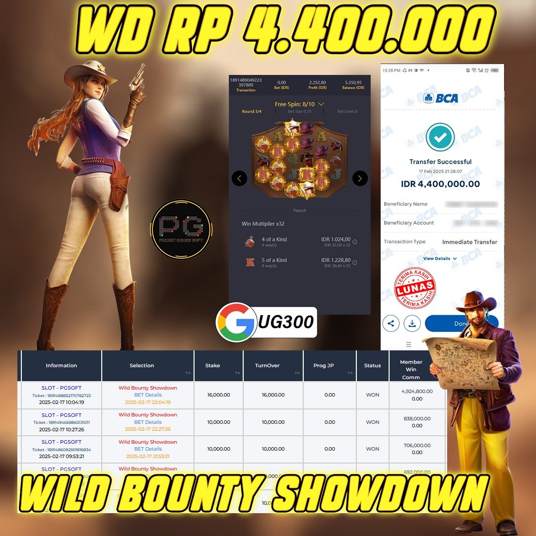 UG300 JACKPOT WILD BOUNTY SHOWDOWN  Rp.4,400,000- DIBAYAR TUNTAS